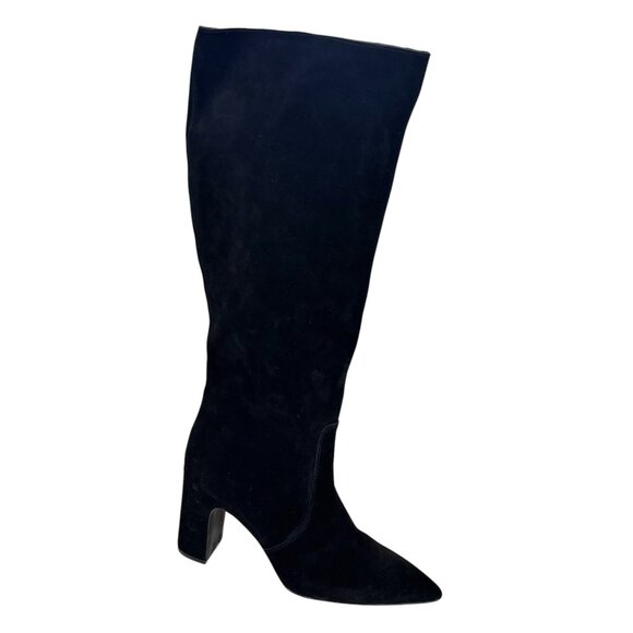 Steve Madden Evey Suede Knee High Pointed Toe Heeled Boot Womens 10 M Black NEW - Picture 1 of 7